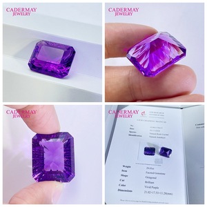 Cadermay Natural Amethyst Loose Stone Rectangle 24.18 Ct Purple Gemstone For Jewelry Making - Product Image 5
