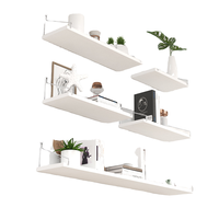 Étagères de rangement murales flottantes en bois à trois niveaux en acier inoxydable, organisateur de vêtements pour cuisine, salon, salle de bain
