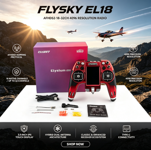 Flysky EL18 Funksender 18-Kanal AFHDS <span class=keywords><strong>3</strong></span> Protokoll <span class=keywords><strong>3</strong></span>,5-Zoll-IPS-Touchscreen Doppelantenne für RC FPV Starrflügler Segelflugzeuge - Product Image 1