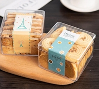 Boîtes de tasses à dessert carrées en plastique de haute qualité avec couvercles Conteneurs d'emballage de gâteau Tiramisu personnalisés Boîtes à biscuits en plastique transparent