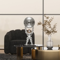 Sculpture d'astronaute luxueuse en acier inoxydable, style moderne abstrait industriel, pour décoration de bureau et de maison, célébrations d'anniversaire, Master Huang