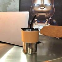 Mode PU Porte-Tasse En Cuir Résistant À La Chaleur Café Verres Tasse Couverture En Cuir À La Main Personnalisé Tasse En Verre Eau Porte-Gobelet