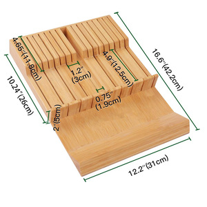 Support à couteaux en bambou 17 pièces, organiseur de rangement pour cuisine et maison, durable et multifonctionnel - Product Image 2