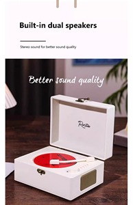 Reproductor de CD de Cuero Vintage, Tocadiscos Portátil con Bluetooth y Diseño Retro para Decoración del Hogar, Regalo - Product Image 6