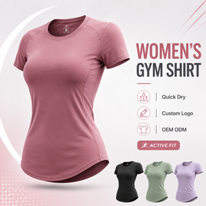 T-shirt de sport pour femme, coupe active, séchage rapide, respirant, design de logo personnalisé, OEM ODM, haut de fitness à manches courtes - Product Image 1
