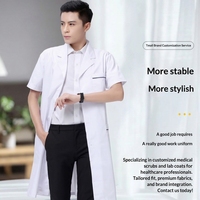 Blouse médicale blanche pour médecin, en polycoton, à boutons-pression, manches longues, col à revers, poches latérales, certifiée CE, pour hôpital, OEM