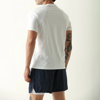 T-shirt basique personnalisé en gros à col en V et manches courtes pour homme, coupe ajustée décontractée, couleur unie, en coton à séchage rapide, idéal pour le sport et le streetwear