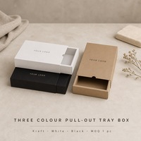 Boîte cadeau en carton non couché avec impression personnalisée pour bijoux, cosmétiques, bougies, emballage trois couleurs avec manchon découpé, vente en gros