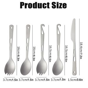 Forchettino-coltello in Titanio Ultra Leggero, Utensile Multiuso per Campeggio, Escursionismo, Picnic, <span class=keywords><strong>Set</strong></span> da Cucina per Esterni - Product Image 2