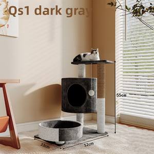 Árbol para Gatos de Madera de Lujo de 135 cm con un Amplio Nido para Gatos de una Sola Pieza, Venta al por Mayor de Fábrica para Gatos de Interior - Product Image 3