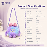 Borsa a tracolla mini in peluche indossabile AI, sfumato viola-blu, con funzione di clonazione vocale ChatGPT (80+ lingue), memoria a lungo termine, regalo multifunzione, certificazione CE