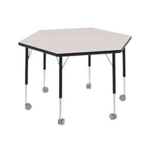 Trẻ Em Nghiên Cứu Bảng Lớp Học Di Động Hình Lục Giác Bảng Chiều Cao Có Thể Điều Chỉnh Bàn Gỗ Mẫu Giáo Đồ Nội Thất Trẻ Em Nghiên Cứu Bảng Với Bánh Xe - Product Image 5