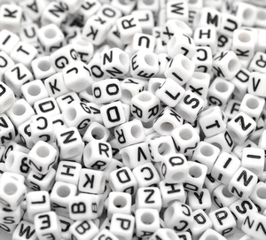 Wholesale 6mm White Acrylic Square Cube Alphabet Letter Beads for Jewelry Making Bracelets