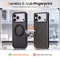 Coque antichoc mate à motif texturé ondulé de haute qualité avec anneau métallique magnétique rotatif à 360° et béquille pour iPhone 18 Pro Max