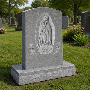 Lápida de Granito con Tallado de la Virgen María, Monumento Funerario de Estilo Tradicional Europeo - Product Image 3
