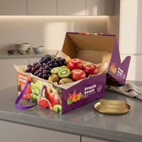Boîte d'emballage de fruits personnalisée, pliable, à poignée, utilisée pour l'emballage du kiwi, du raisin, de l'orange, de la fraise, boîtes en carton ondulé
