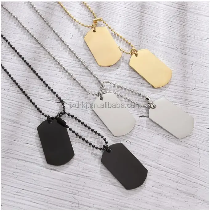 Edelstahls piegel poliert laser gravierbar leer LOGO ID NAME Army Military Dogs Tags Anhänger Schmuck Halskette für Männer