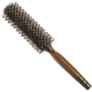 Factory Wholesale Wood Handle and Boar Bristle round Roll Comb Rat-tail Shaped Straight Hair Curly Hair Rolling Brush