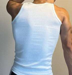 الشركة المصنعة عالية الجودة فارغة تجريب قمم للدبابات القطن مضلع الرجال طوق مربع اللياقة البدنية صالة ألعاب رياضية أعلى خزان للرجال - Product Image 5