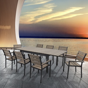 Ensemble <span class=keywords><strong>de</strong></span> table et <span class=keywords><strong>de</strong></span> chaises <span class=keywords><strong>de</strong></span> <span class=keywords><strong>restaurant</strong></span> sur <span class=keywords><strong>terrasse</strong></span> avec plateau <span class=keywords><strong>de</strong></span> table extensible et inclinable, ensemble <span class=keywords><strong>de</strong></span> patio en bois populaire pour l'extérieur avec 8 chaises - Product Image 2