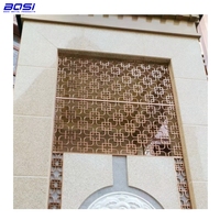 BOSI Paravent multifonctionnel de style chinois moderne en acier inoxydable/laiton/aluminium pour intérieur/extérieur, séparateur de pièce incurvé