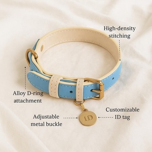 Suministros para Mascotas, Collar y Correa para Perro de Cuero Rosa Claro, Impermeable y Resistente a la Oxidación, Herrajes Gruesos y Resistentes de Latón, Correas para Perro - Product Image 4