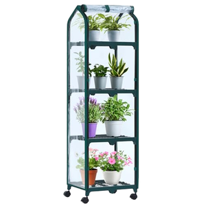 Mini Invernadero Ohuhu de 4 Niveles con Ruedas, Diseño Portátil, Cubierta Transparente de PVC, Marco de Plástico, para Jardín, Vegetales y <span class=keywords><strong>Hierbas</strong></span>, 41x32.5x132cm - Product Image 1