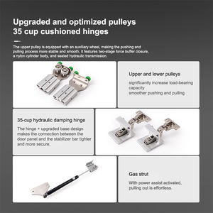 Rieles Telescópicos para Cocina y Dormitorio, Guías de Seguridad, Herrajes Pivotantes, Mecanismo para Armario, Puerta Corredera Oculta para Armario - Product Image 3