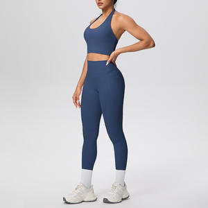 Nouveaux ensembles de yoga et de fitness pour femmes, de haute qualité, taille plus, compression, leggings, soutien-gorge, 5 pièces, tenues de sport avec poches - Product Image 4