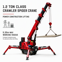 Grue araignée sur chenilles de 1,2 tonne, portée 5,35 m, hauteur de levage 6,3 m, AC380V, grue hydraulique sur chenilles pour la construction électrique, vente en gros