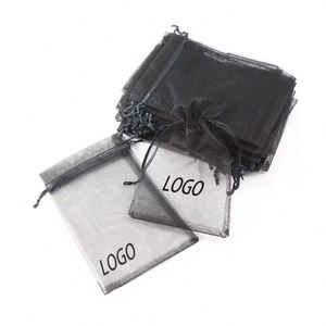 Pochette cadeau en organza pas chère, sac à cordon personnalisé, sacs en organza à cordon pour Noël - Product Image 1