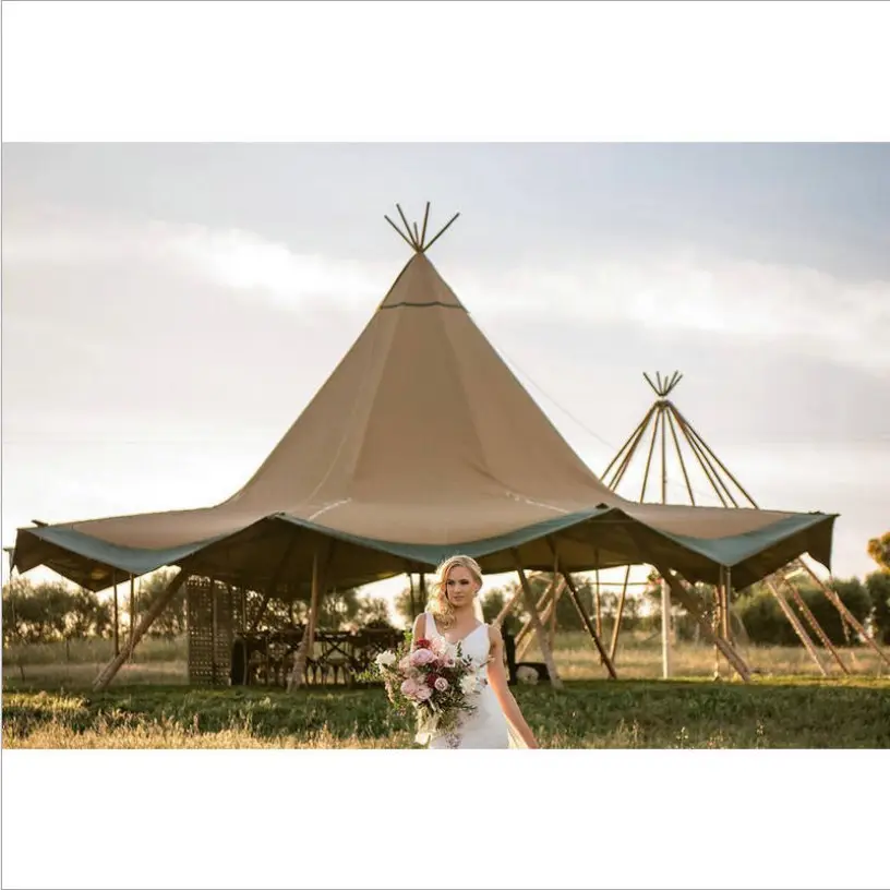 Waterdichte Grote Outdoor Party Indian Teepee Yurt Glamping Tent Voor Resort Familie Camping Bruiloft