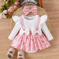 Robe simple en coton pour enfants, style commerce extérieur, pour filles, haut à manches longues avec patchwork imprimé, une pièce