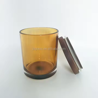 Großhandel 300ml Recycelte Bernsteinfarbene Glas-Kerzenhalter Zylinderdesign für Heimdekoration
