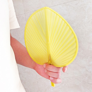 Plastic Palm Leaf Fan Yellow Durable Handheld Cooling Fan Summer Household Use - Product Image 2
