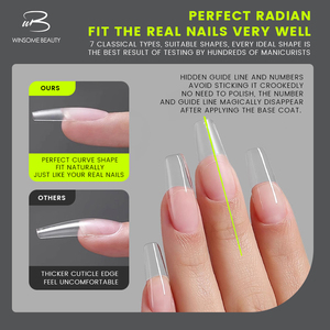 Boîte de faux ongles en acrylique Winsome Beauty, vente en gros, fournitures de salon, 600 pièces, pré-conçues, demi-couverture, carrées, <span class=keywords><strong>ballerine</strong></span> - Product Image 4