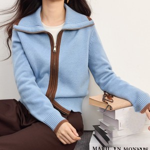 <span class=keywords><strong>Cardigan</strong></span> Casual Elegante da <span class=keywords><strong>Donna</strong></span> con <span class=keywords><strong>Zip</strong></span> e Colletto, Finiture a Contrasto e Logo Personalizzato - Product Image 5