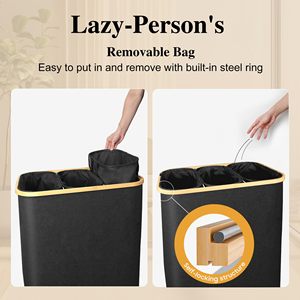 Tùy chỉnh có thể gập lại giỏ giặt 3 ngăn bẩn giặt cản trở 3 phần ráp giỏ giặt cho vải lưu trữ - Product Image 3