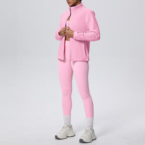 Nouveautés Hiver 2025 – Veste de sport/yoga zippée intégrale en polaire coupe-vent unie à col montant pour femme, grandes tailles - Product Image 6