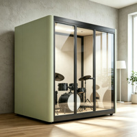 Cabine Acoustique Insonorisée pour 4 Personnes, Mobile, avec Cadre en Aluminium, Hauteur Réglable, pour Bureau Privatif, Réunion, Conférence, Réception