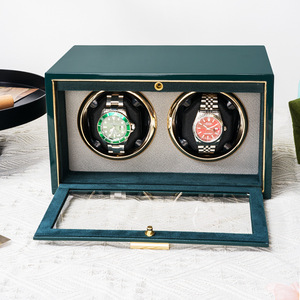 Lussuosa <span class=keywords><strong>Scatola</strong></span> Automatica Girevole per <span class=keywords><strong>Orologi</strong></span> in Legno Laccato Nero e Verde con 2 Scomparti, Espositore e Caricatore per <span class=keywords><strong>Orologi</strong></span> - Product Image 4