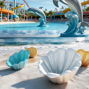 Chaise de <span class=keywords><strong>jardin</strong></span> en coquille extérieure de style nordique de luxe, en fibre de verre, en forme de coquille Saint-Jacques, <span class=keywords><strong>fauteuil</strong></span> de salon pour patio, villa, hôtel, meubles - Product Image 5