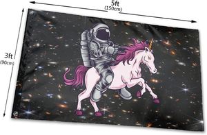 Drapeau licorne astronaute 3x5 pieds pour extérieur et intérieur avec œillets, bannière décorative pour jardin et cour - Product Image 3