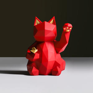 Géométrie simple chat chanceux nouvelle résine artisanat décoration salon étude chambre vitrine modèle décoration - Product Image 4