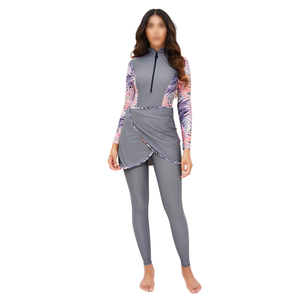OEM Nouveau <span class=keywords><strong>Bikini</strong></span> 3 pièces musulman modeste Maillot de bain manches longues fermeture éclair sur le devant <span class=keywords><strong>Hijab</strong></span> islamique grande taille pour <span class=keywords><strong>femme</strong></span> Maillot de bain pantalon soutien-gorge - Product Image 1