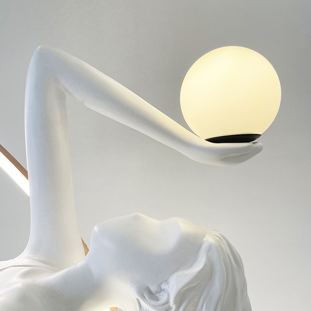 Abstract Humanoid Floor Lamp with Sculptural Dance Goddess Art for Hotel Sales Hall Decor