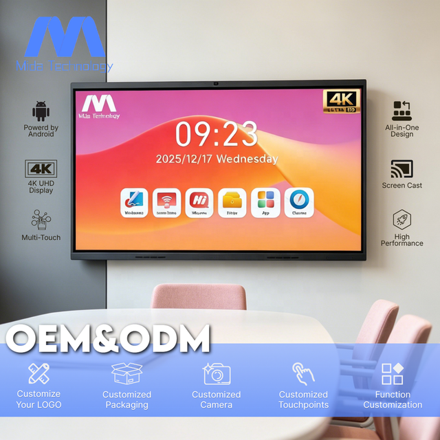 MIDA 4K Smart Board Interactive Whiteboard 20 Point Touch Wireless Screen Sharing for Business Meeting Room Office Smart Boards