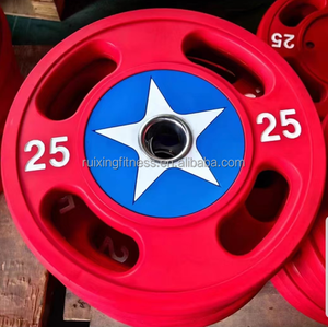 2.5kg 5kg 10kg 15kg 20kg 25kg Gym entraînement de force <span class=keywords><strong>prix</strong></span> d'usine couleur rouge Captain America plaque de poids - Product Image 3