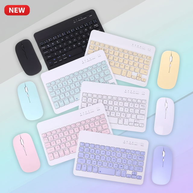 New Customized Arabic Spanish Russian German French Korean Languages Wireless USB Mouse Keyboard Combo for iPad IOS Android