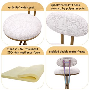 Modern Home <b>Bar</b> <b>Stools</b> Set of <b>2</b> S-shaped Gold Backrest Floral Print Upholstered Counter Height Kitchen Island Dining <b>Stool</b> - Product Image 4